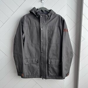 Men's RVCA military style Gray Hooded Jacket size medium